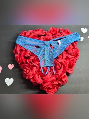 Victoria's Secret Electric Blue Lace Strappy Thong